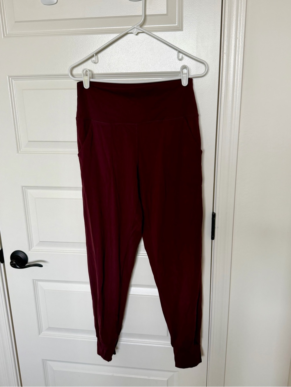 High-Waist Maroon Women’s Fitted Jogger Pants